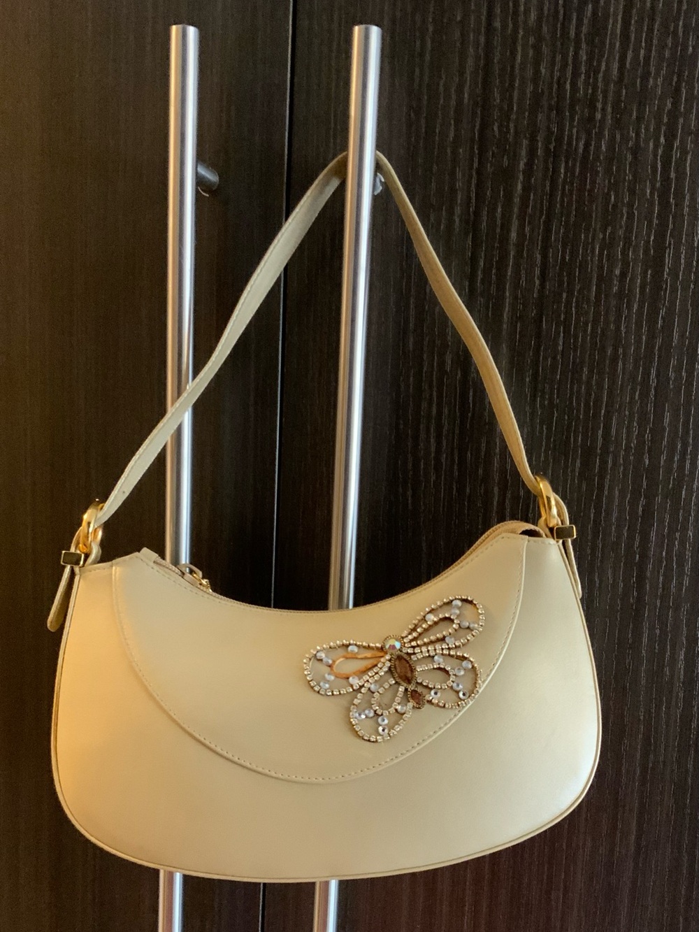 New Stuart Weitzman Shoulder Beige Butterfly Leather Small Bag
